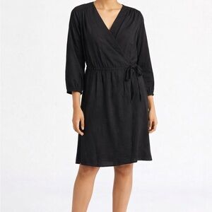 Time and Tru Women’s Wrap Dress Black Long Sleeve Tie Waist Size S